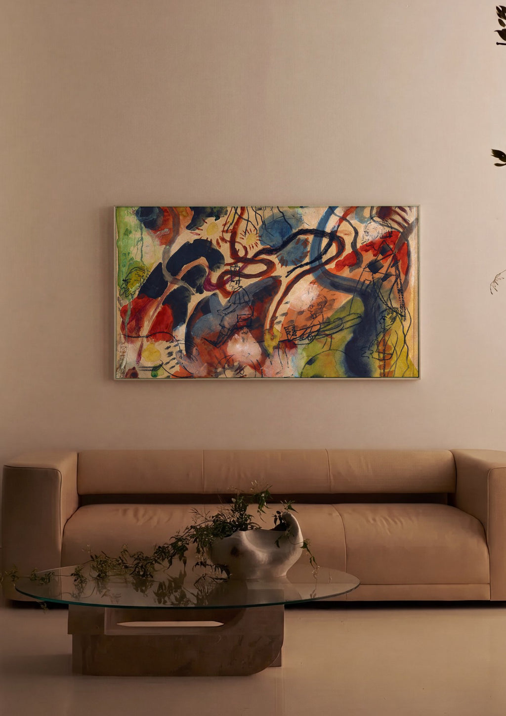 Quadro Decorativo Abstrato Intenso - August Macke em ambiente decorado