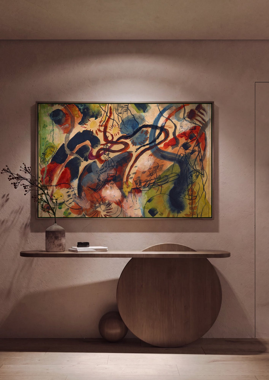 Quadro Decorativo Abstrato Intenso - August Macke em ambiente decorado