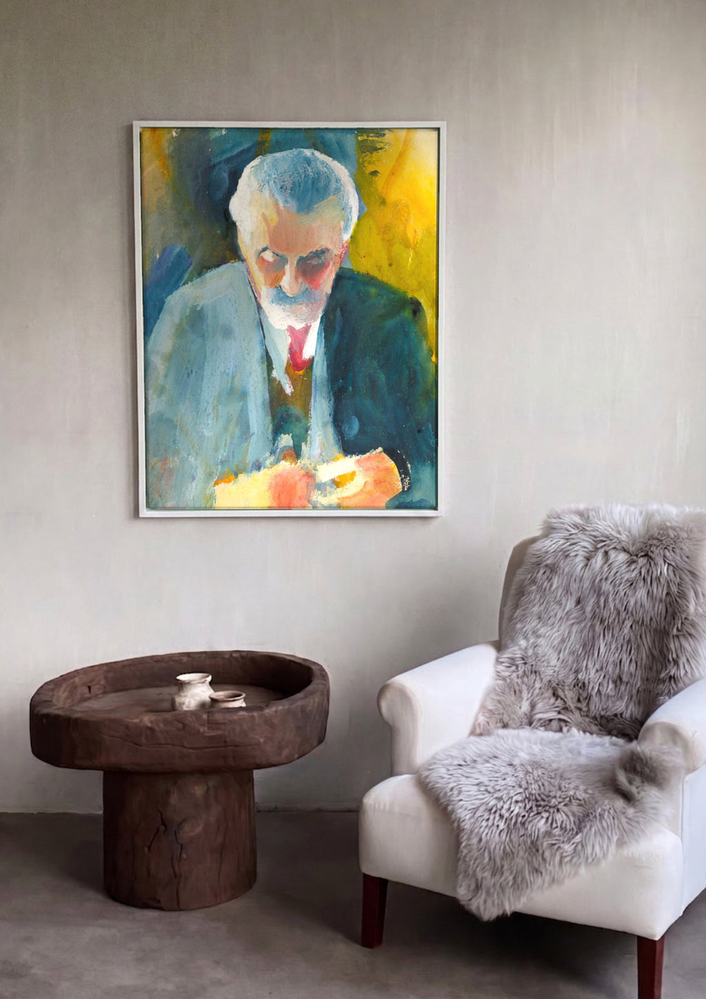 Quadro Decorativo Retrato de Homem - August Macke em ambiente decorado