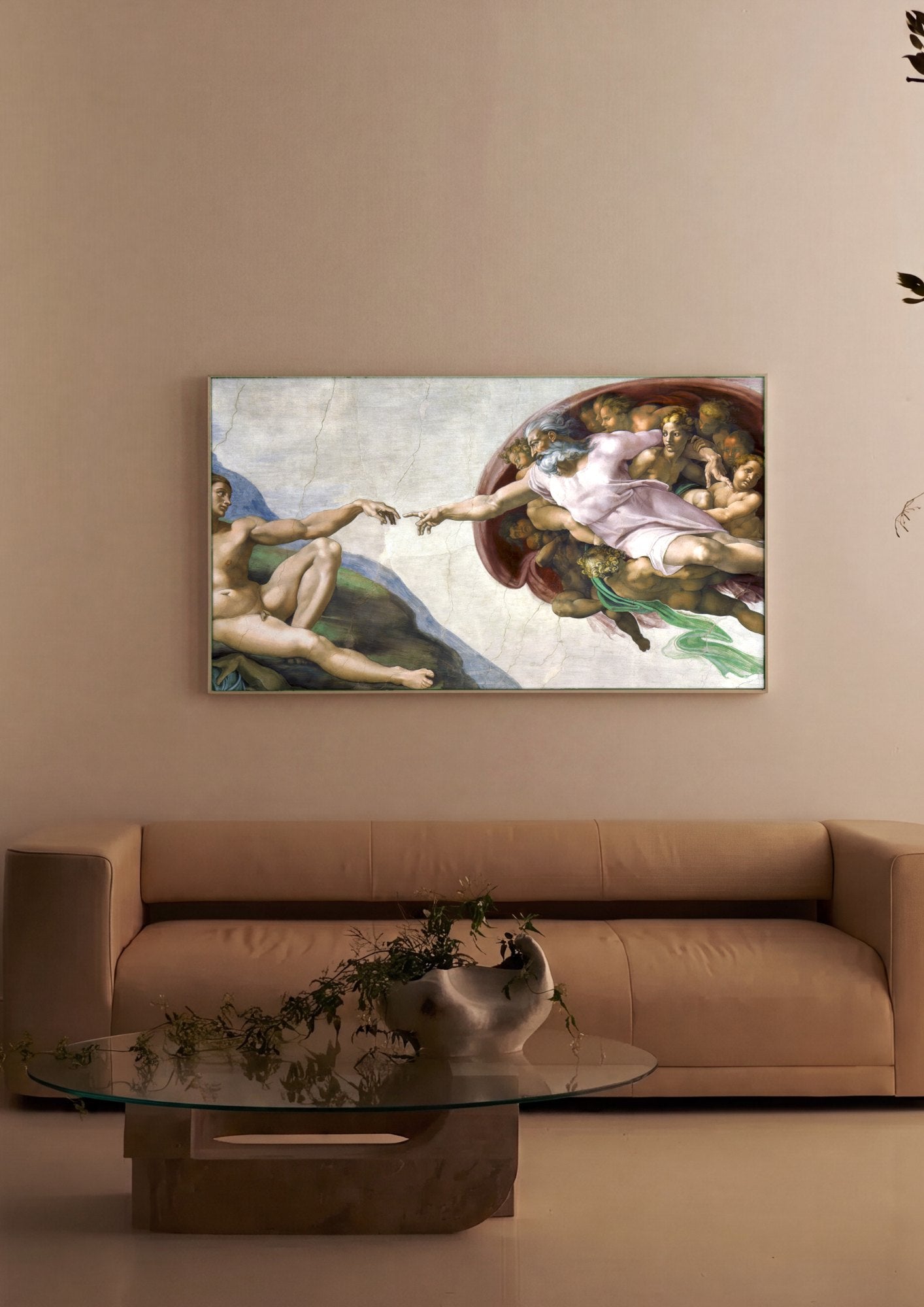 Quadro Decorativo A Criacao de Adao - Michelangelo | quadro emoldurado na parede