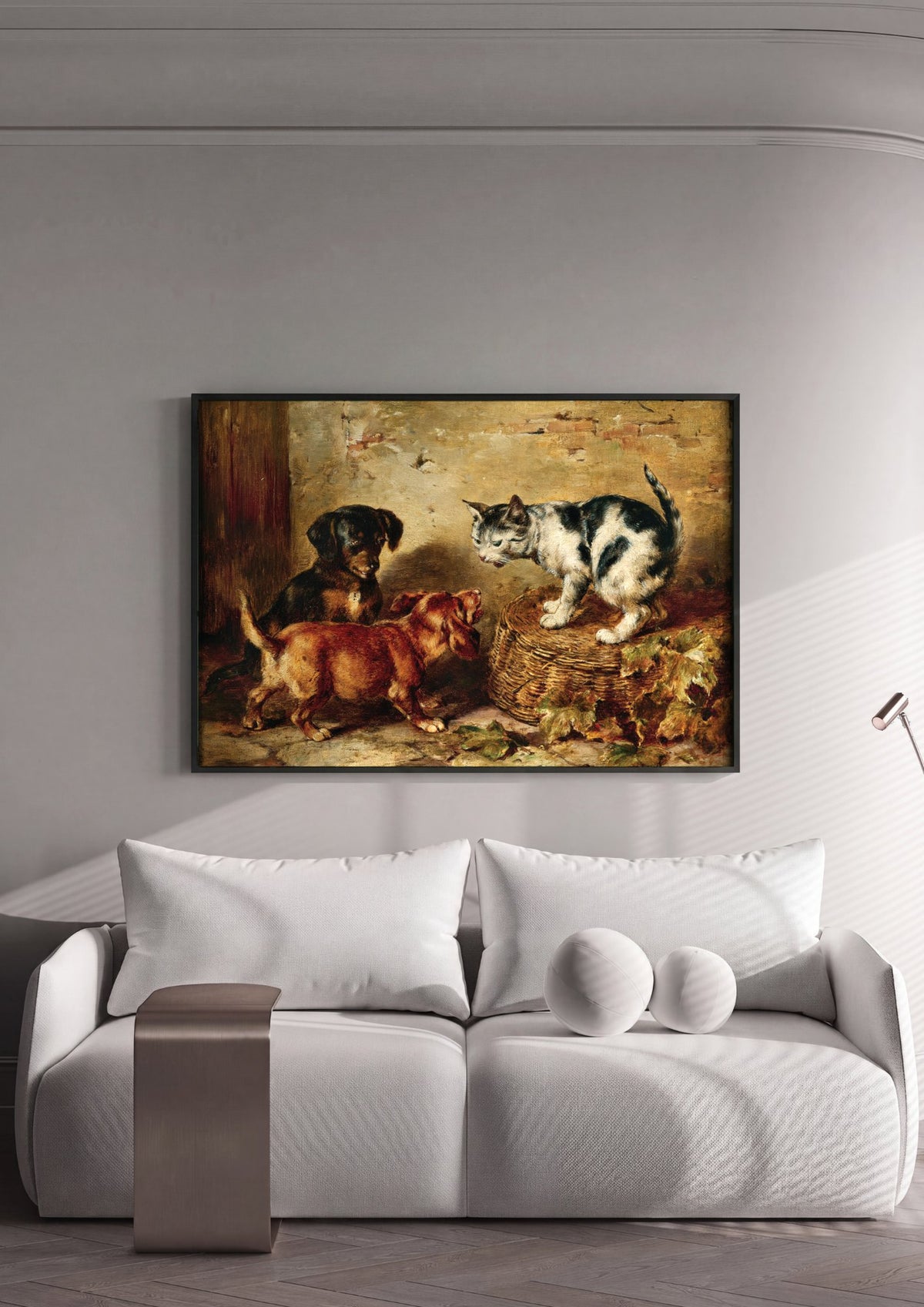 Quadro Decorativo Cães e Gato - Carl Reichert | quadro emoldurado na parede