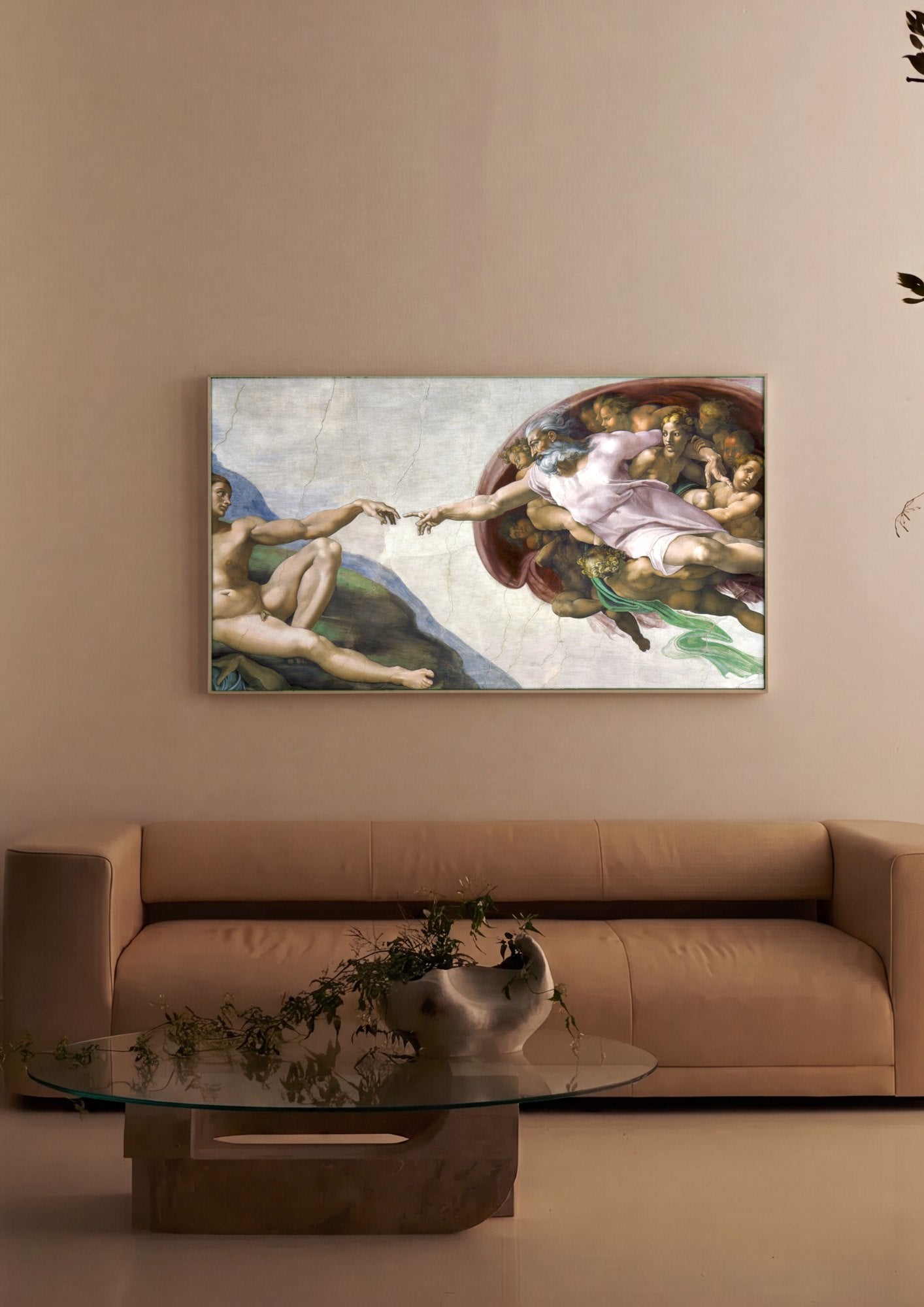 Quadro Decorativo A Criação de Adão - Michelangelo | quadro emoldurado na parede
