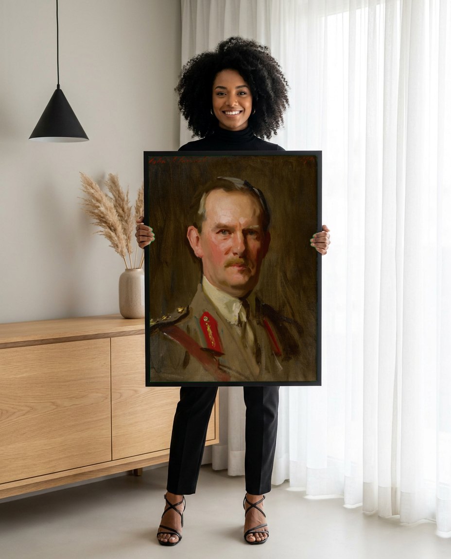 Quadro Decorativo Retrato de Oficial - John Singer Sargent | modelo apresentando o quadro emoldurado