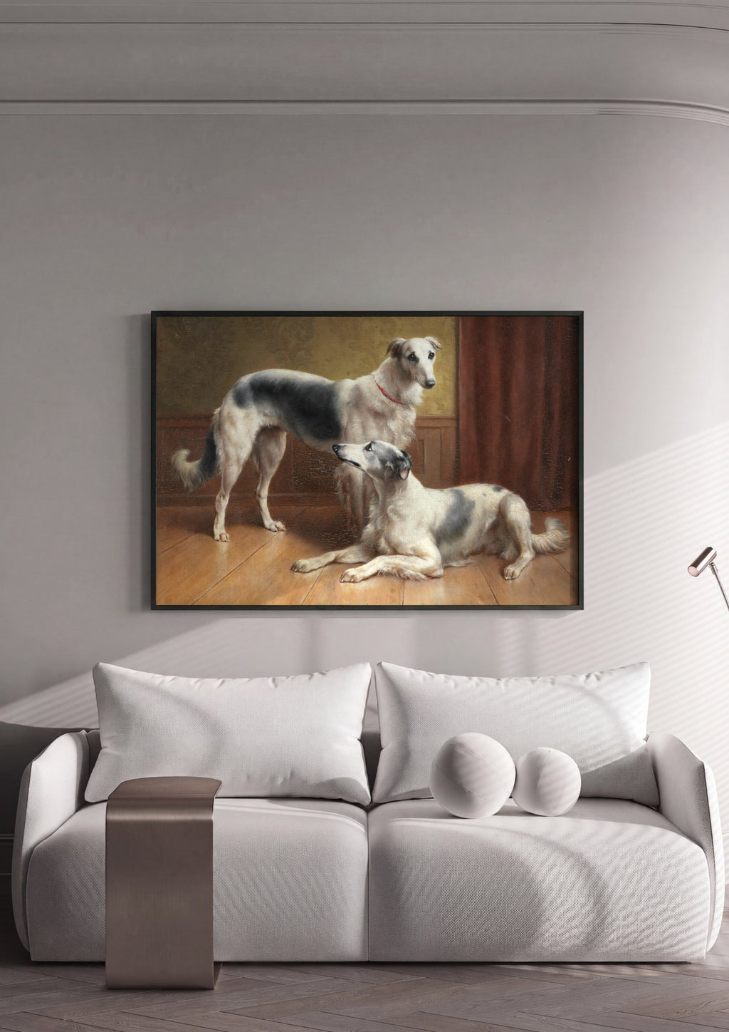Quadro Decorativo Cães Borzoi - Carl Reichert | quadro emoldurado na parede