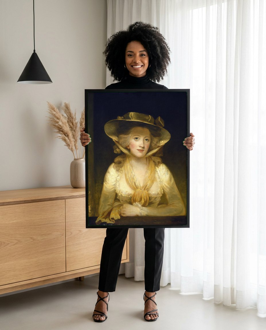 Quadro Decorativo Retrato de Senhora - John Hoppner | modelo apresentando o quadro emoldurado