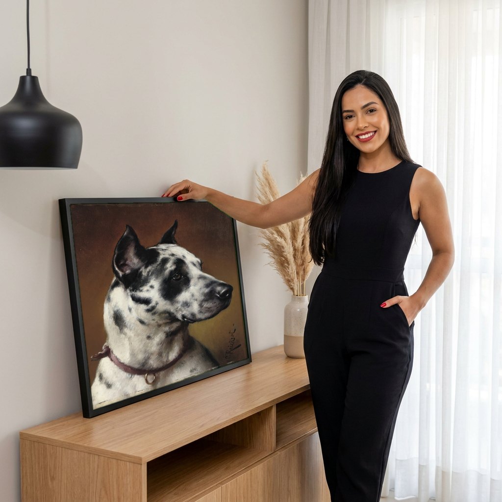 Quadro Decorativo Cão Dálmata - Carl Reichert | modelo apresentando o quadro emoldurado