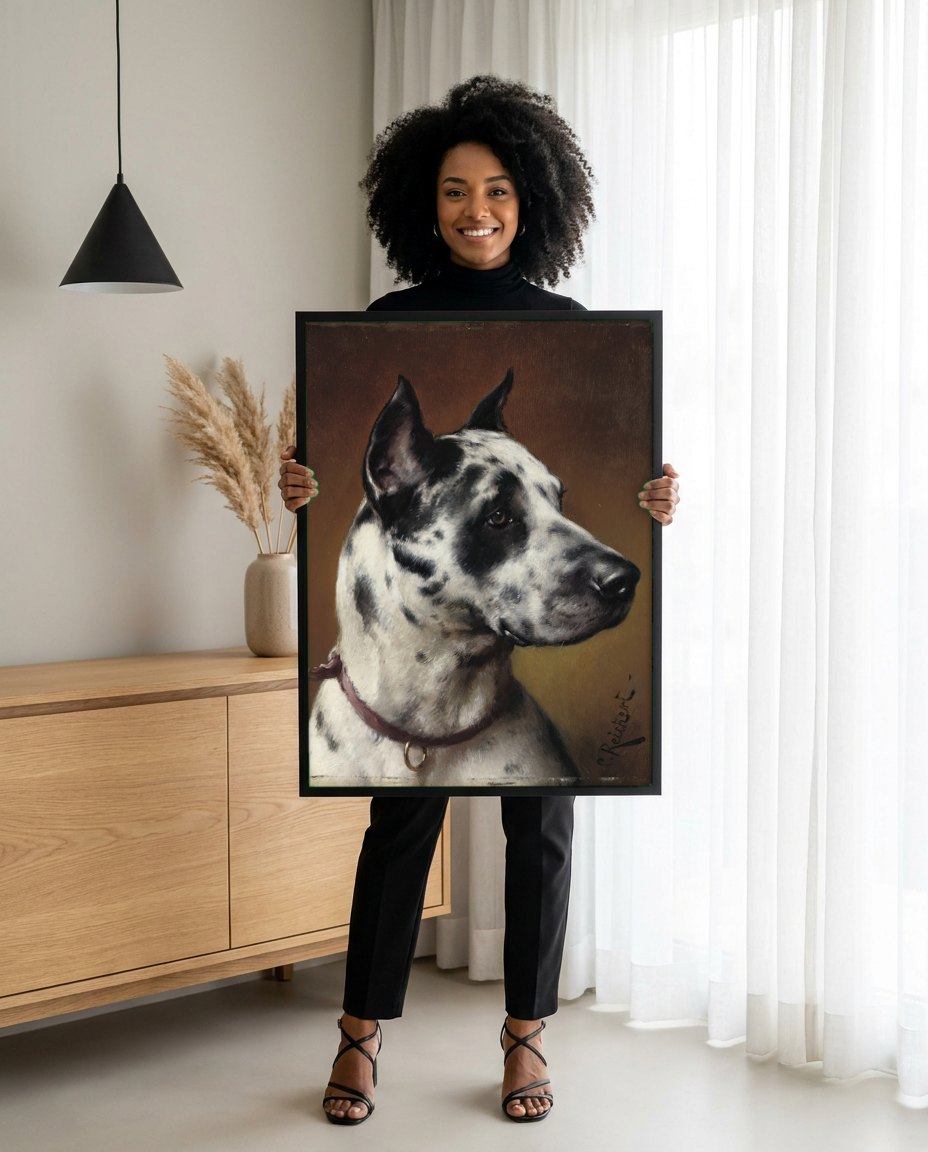 Quadro Decorativo Cão Dálmata - Carl Reichert | modelo apresentando o quadro emoldurado