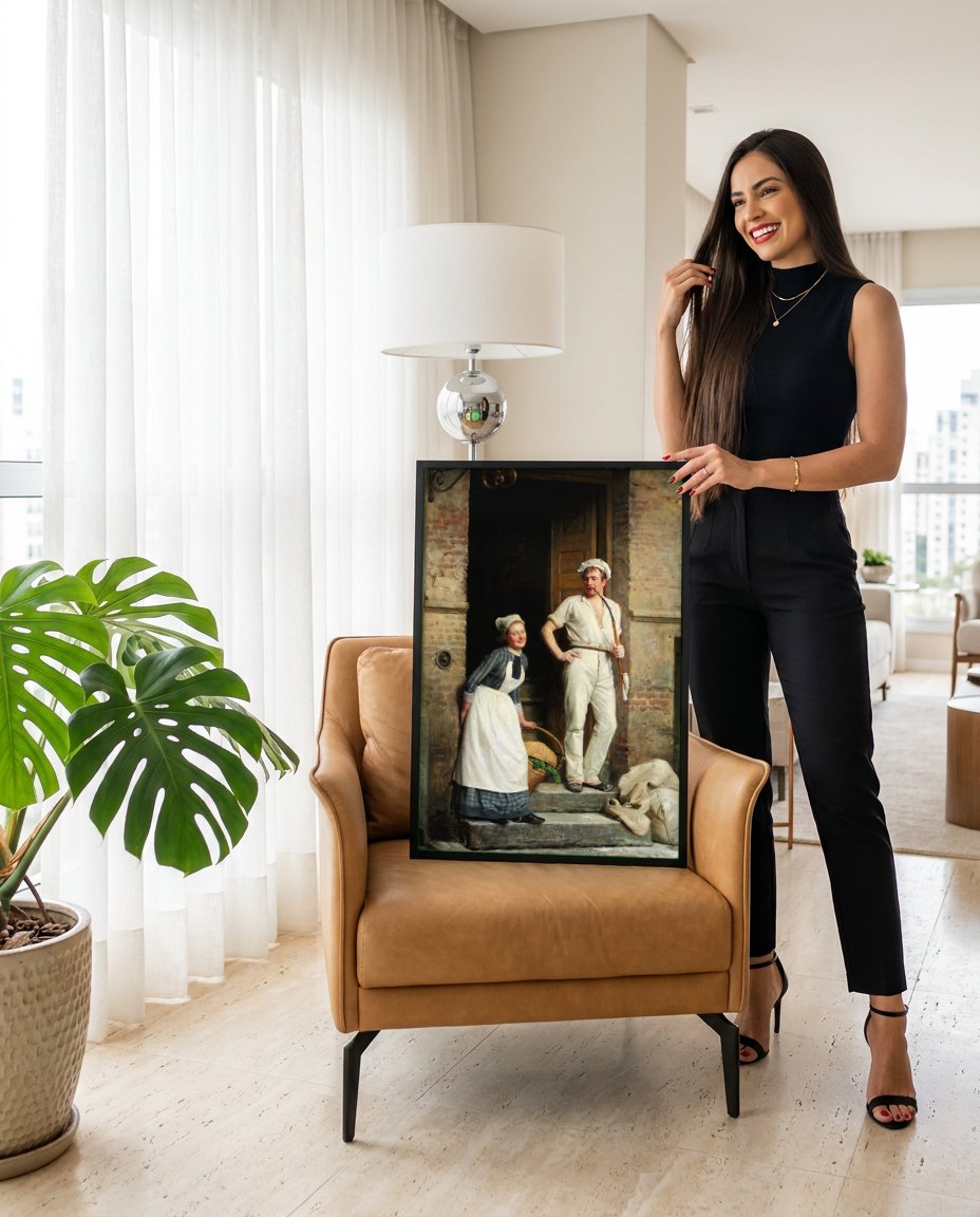 Quadro Decorativo A Padaria - Carl Bloch | modelo apresentando o quadro emoldurado