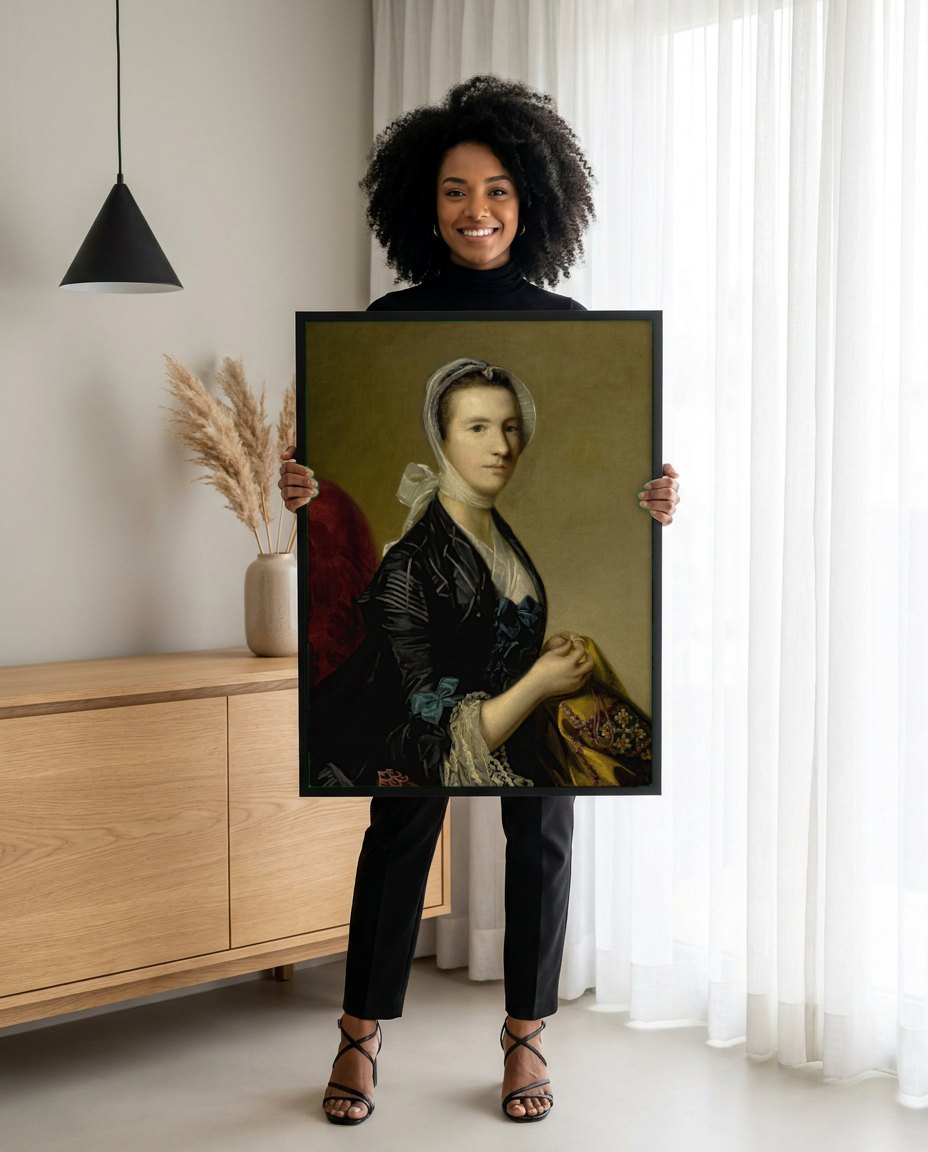 Quadro Decorativo Retrato de Mulher - Joshua Reynolds | modelo apresentando o quadro emoldurado