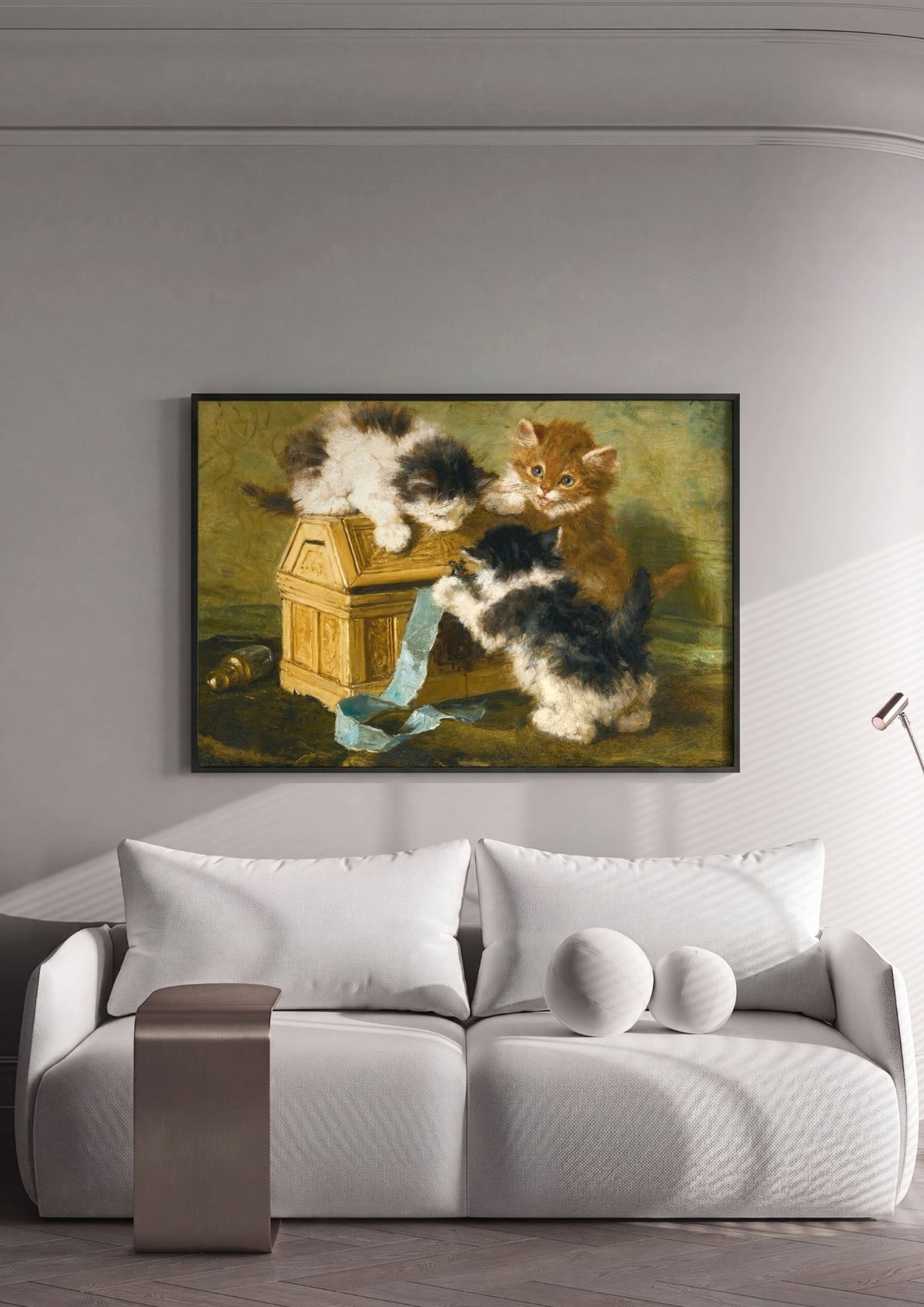 Quadro Decorativo Gatinhos Brincalhões - Henriëtte Ronner-Knip | quadro emoldurado na parede