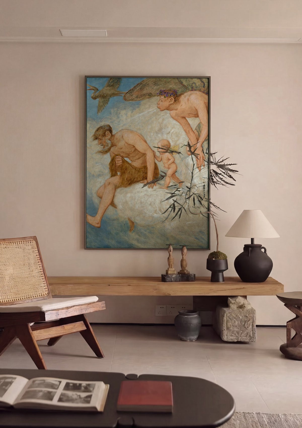 Quadro Decorativo Pan e Querubim - Hans Thoma | quadro emoldurado na parede