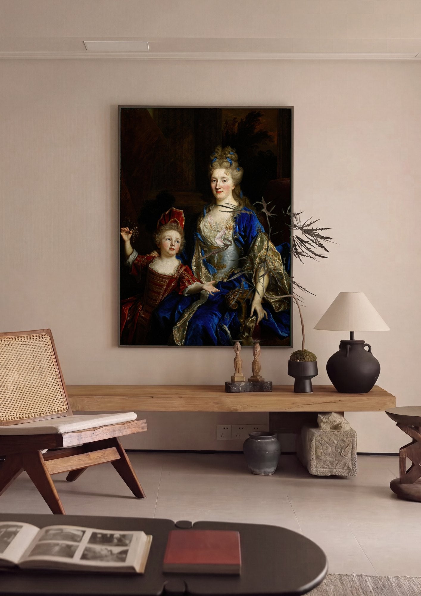Quadro Decorativo Retrato de Dama e Filho - Largillière | quadro emoldurado na parede