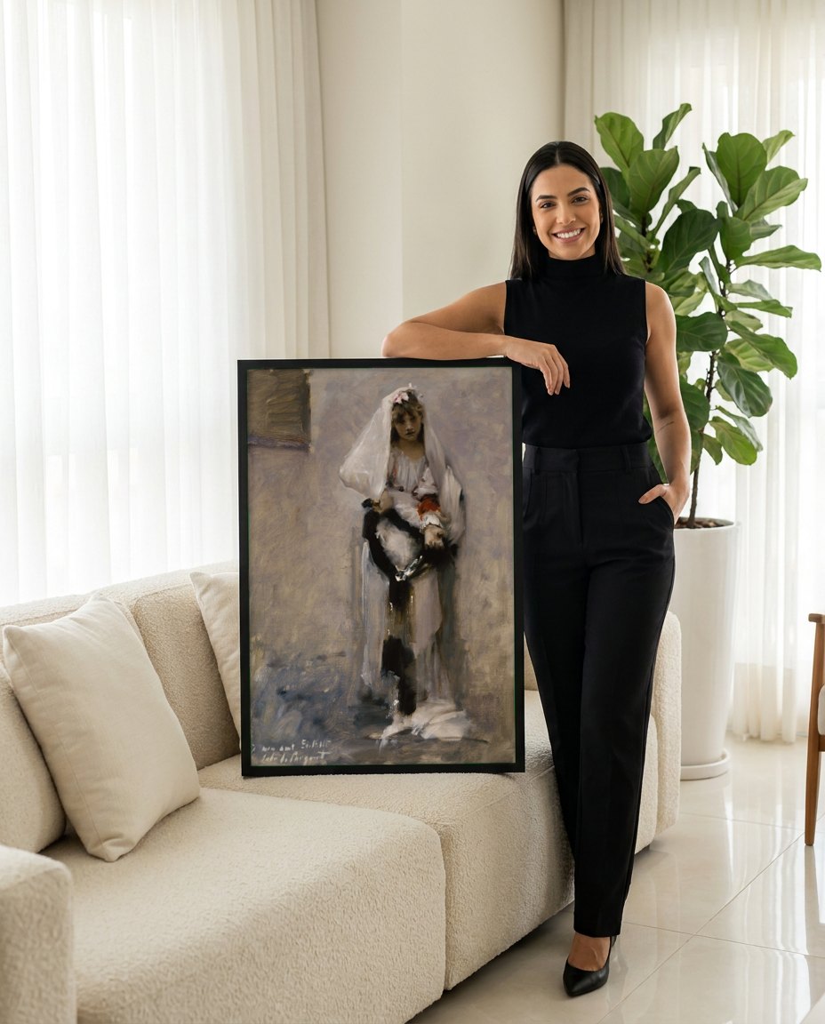 Quadro Decorativo 'A New Orleans Girl' - John Singer Sargent | modelo apresentando o quadro emoldurado