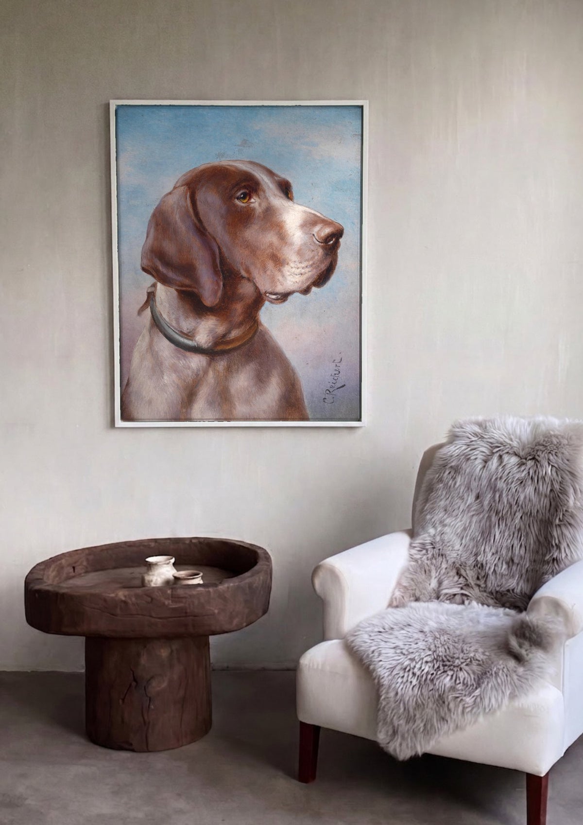 Quadro Decorativo Cão de Caça - Carl Reichert | quadro emoldurado na parede