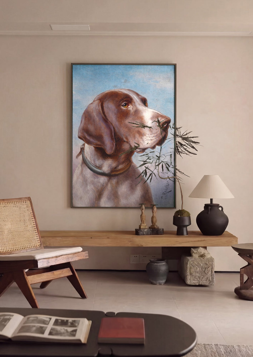 Quadro Decorativo Cão de Caça - Carl Reichert | quadro emoldurado na parede
