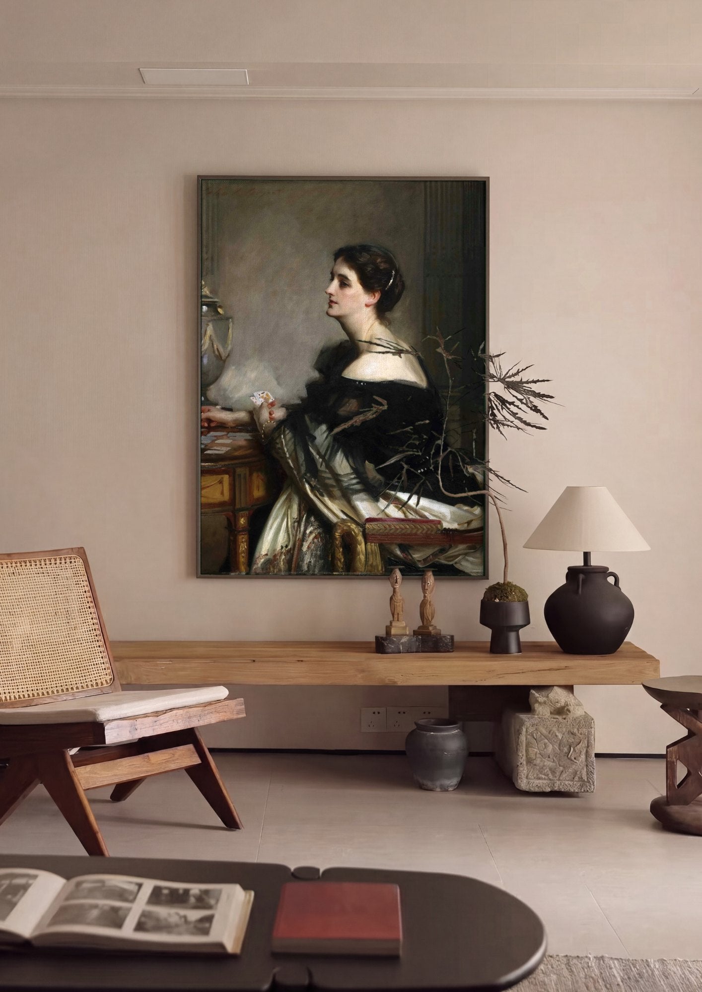 Quadro Decorativo Senhora com Cartas - John Singer Sargent | quadro emoldurado na parede