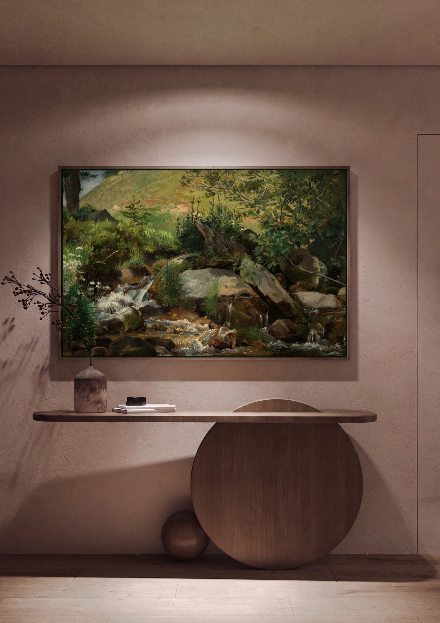 Quadro Decorativo Córrego na Floresta - Hans Thoma em ambiente decorado