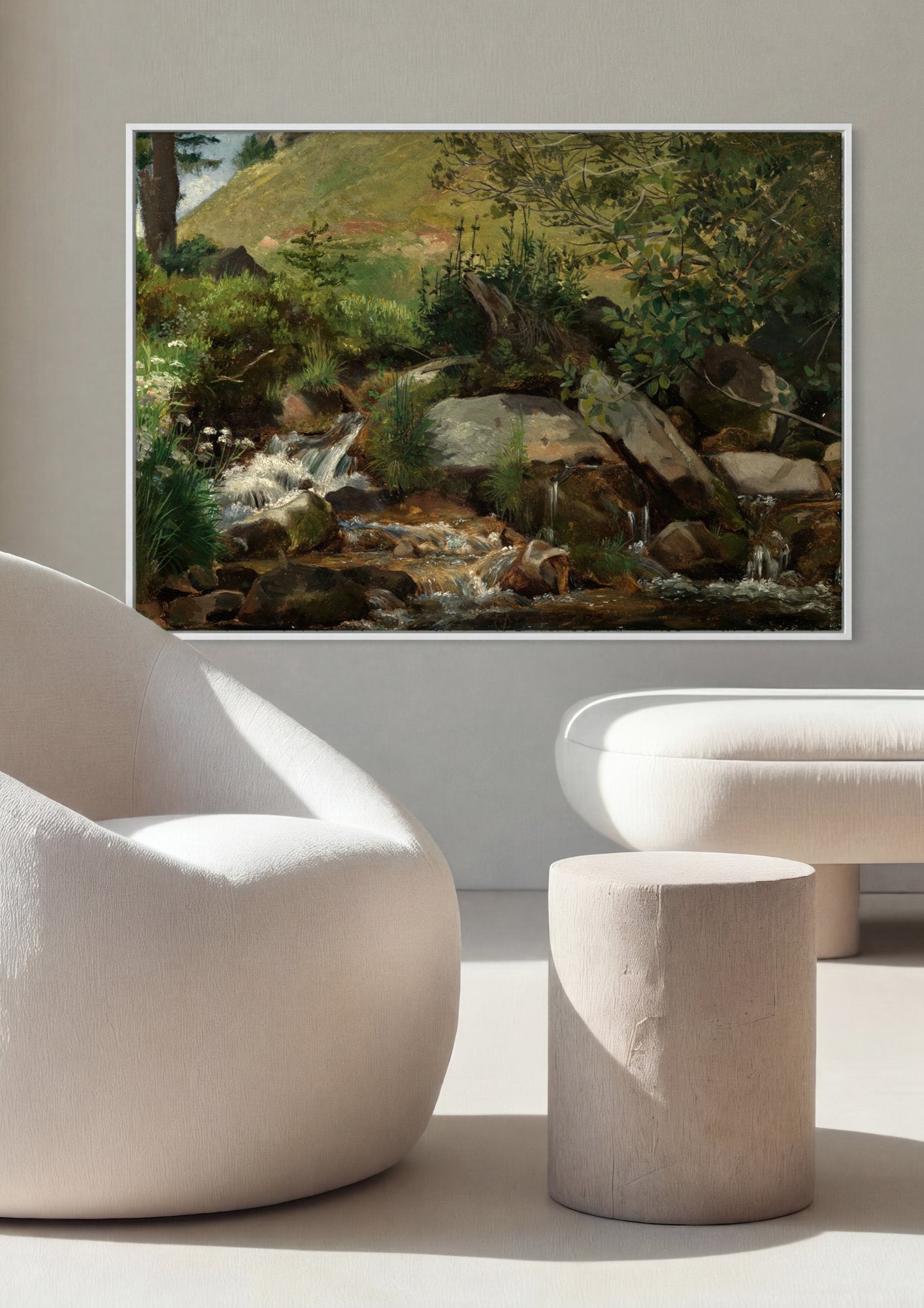 Quadro Decorativo Córrego na Floresta - Hans Thoma em ambiente decorado