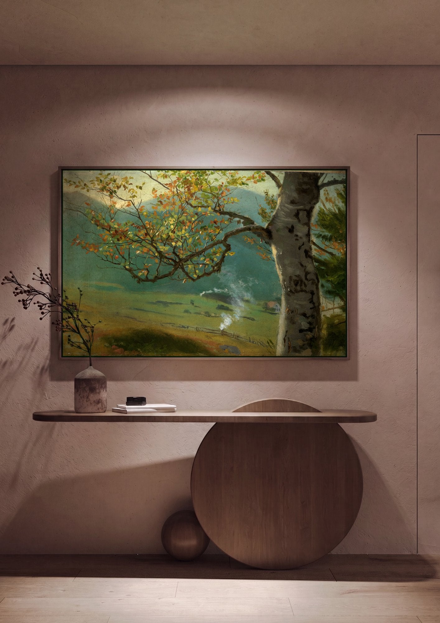 Quadro Decorativo Paisagem com Árvore - Hans Thoma em ambiente decorado