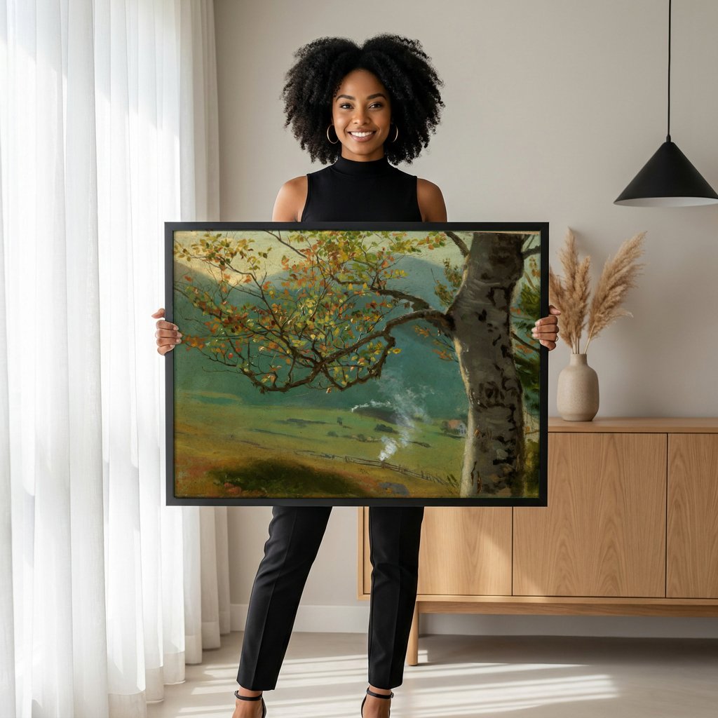 Quadro Decorativo Paisagem com Árvore - Hans Thoma com modelo em ambiente