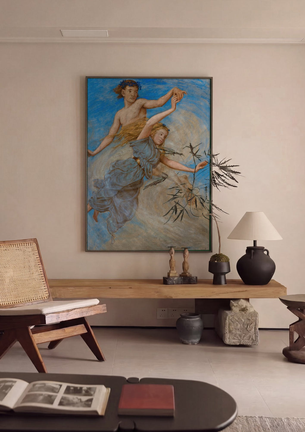 Quadro Decorativo 'Das Paar' ou 'O Casal' - Hans Thoma em ambiente decorado