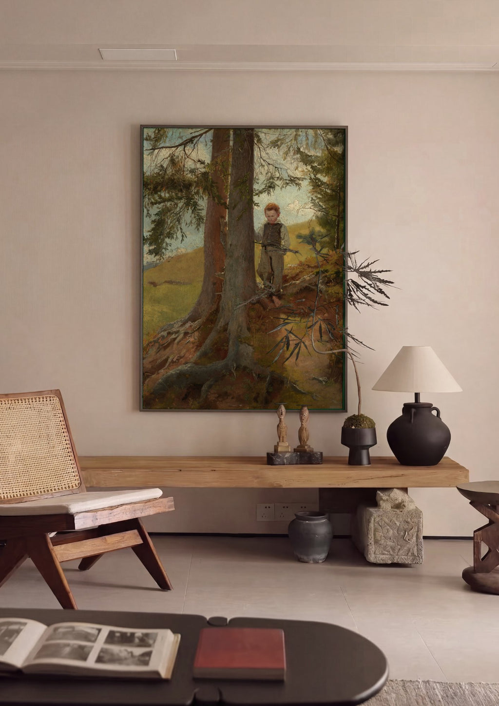 Quadro Decorativo Criança na Floresta - Hans Thoma em ambiente decorado