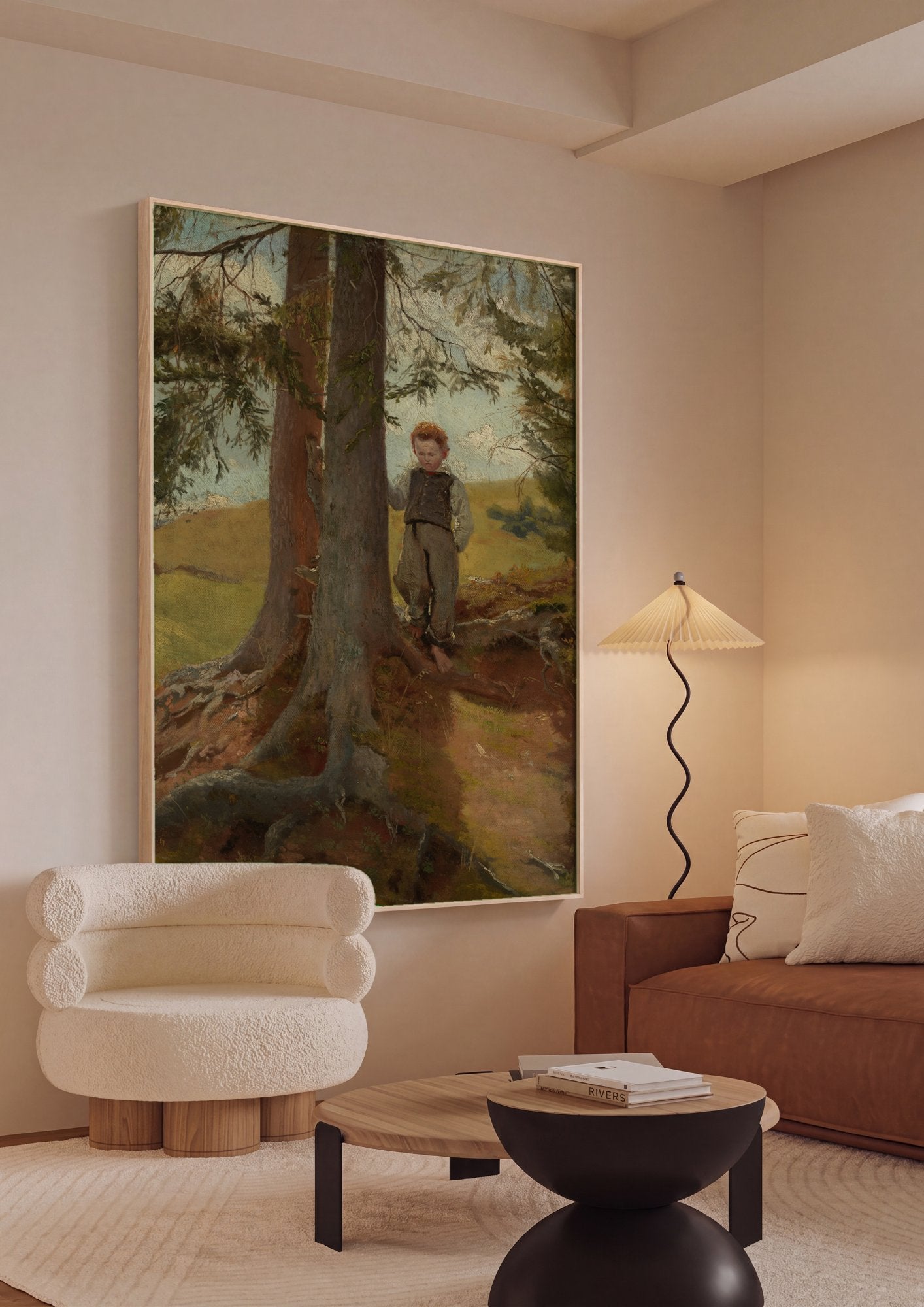 Quadro Decorativo Criança na Floresta - Hans Thoma em ambiente decorado