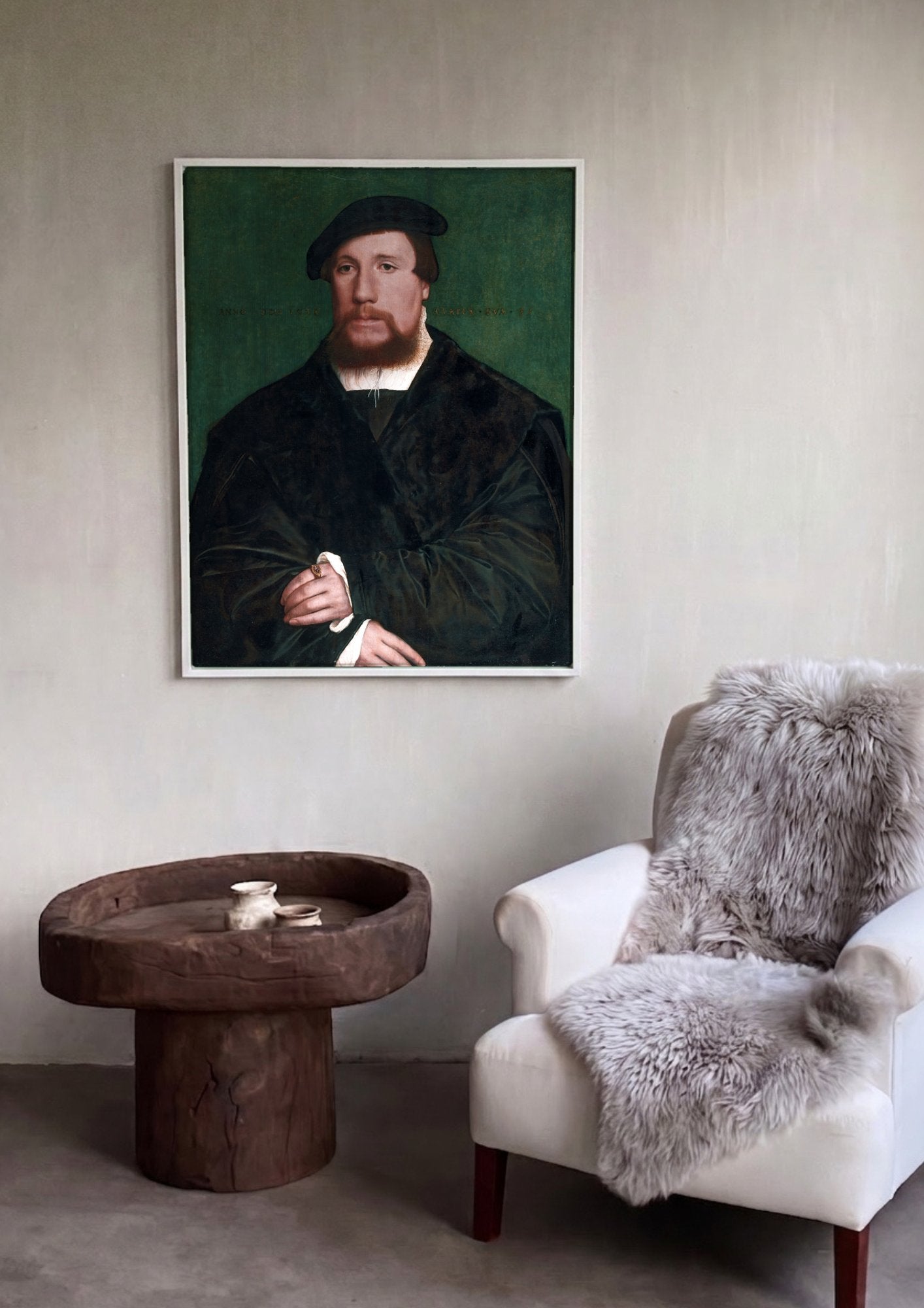 Quadro Decorativo Retrato de um Homem - Hans Holbein em ambiente decorado