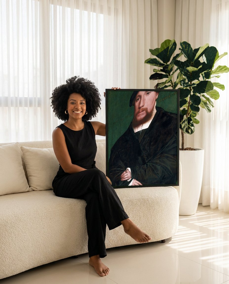 Quadro Decorativo Retrato de um Homem - Hans Holbein com modelo em ambiente