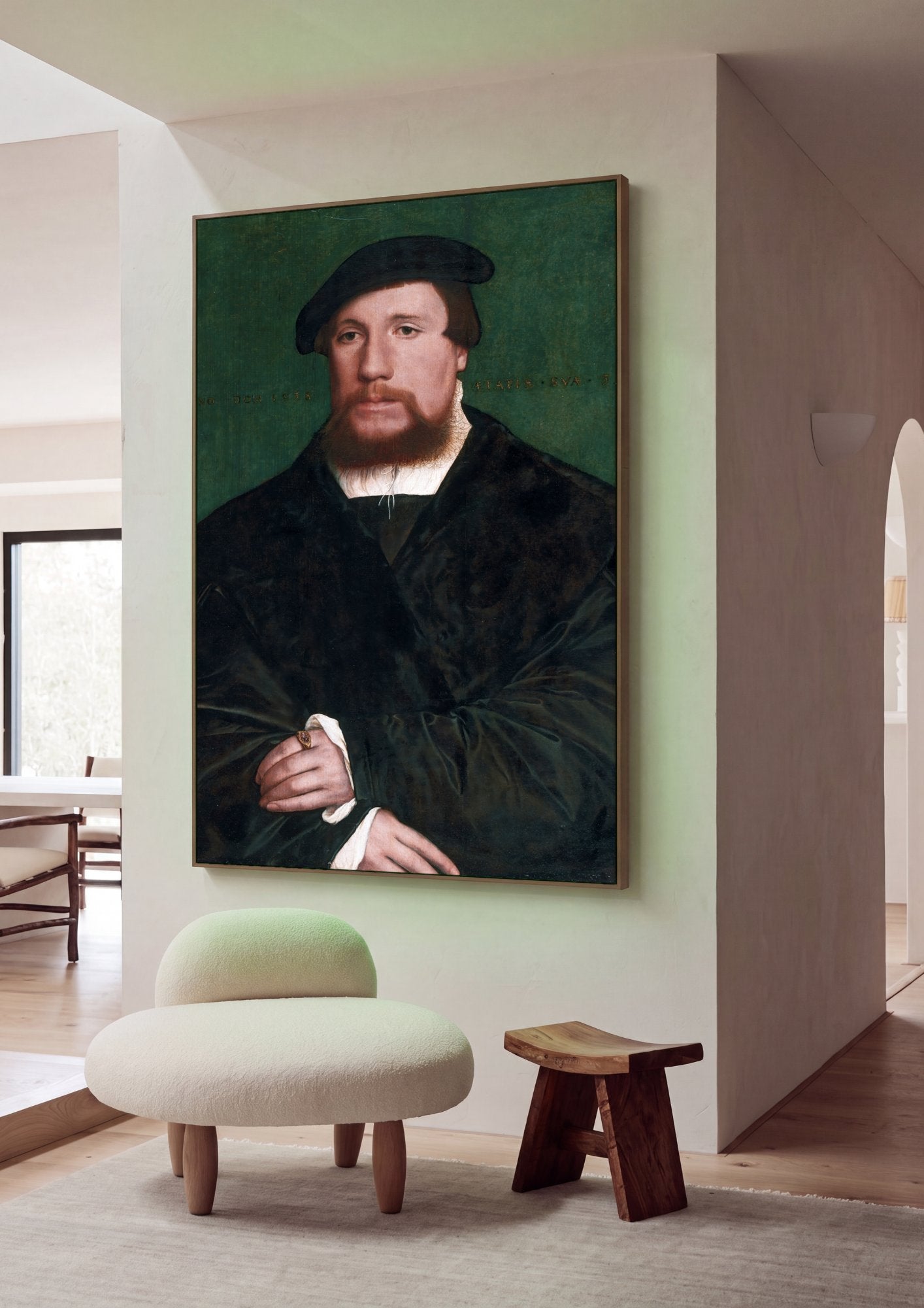 Quadro Decorativo Retrato de um Homem - Hans Holbein em ambiente decorado