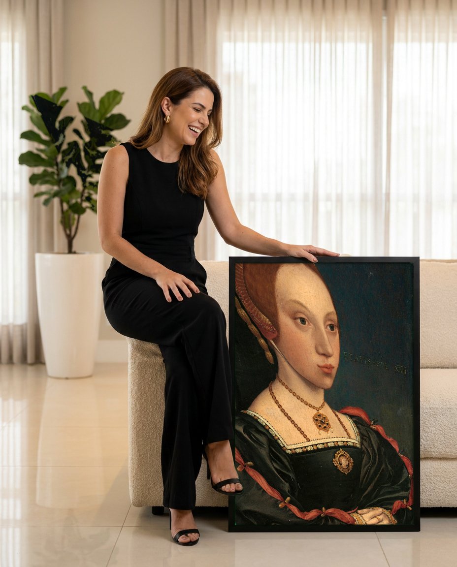 Quadro Decorativo Retrato de uma Dama - Hans Holbein, o Jovem com modelo em ambiente