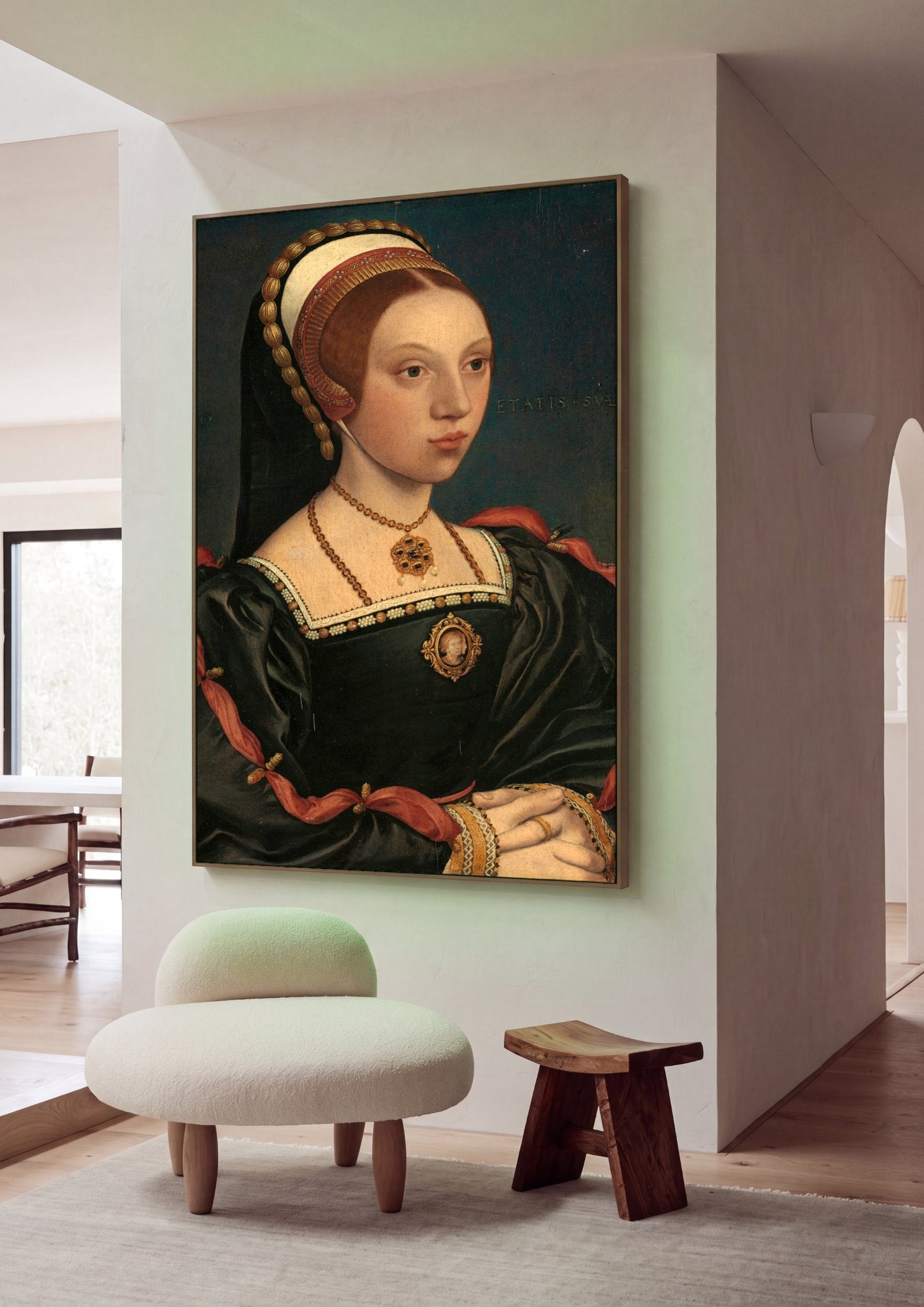 Quadro Decorativo Retrato de uma Dama - Hans Holbein, o Jovem em ambiente decorado