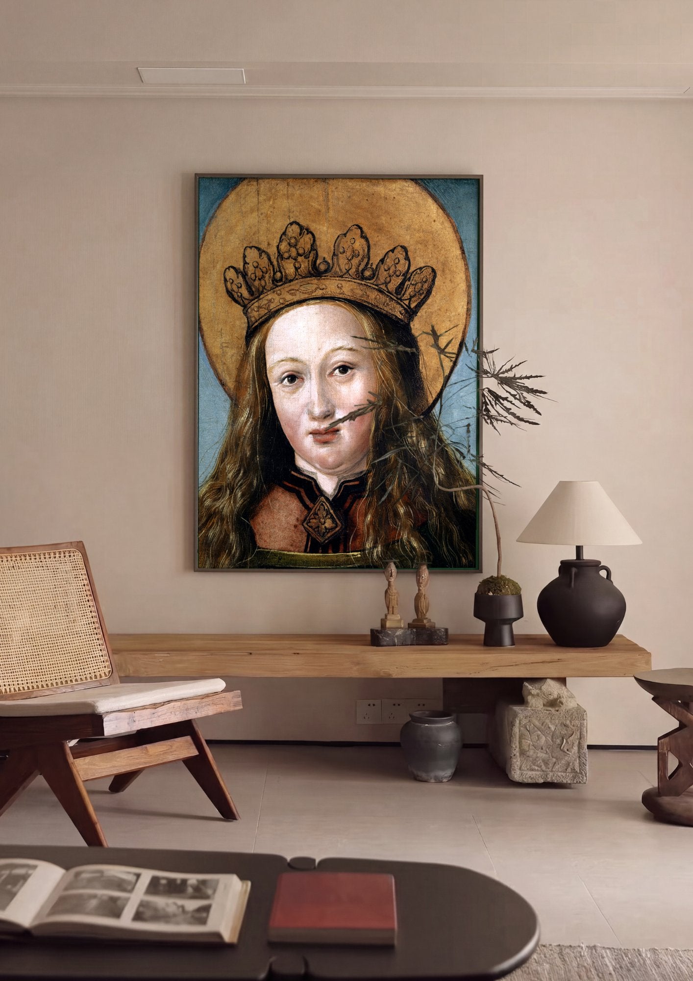 Quadro Decorativo A Virgem e o Menino - Hans Holbein, o Velho em ambiente decorado