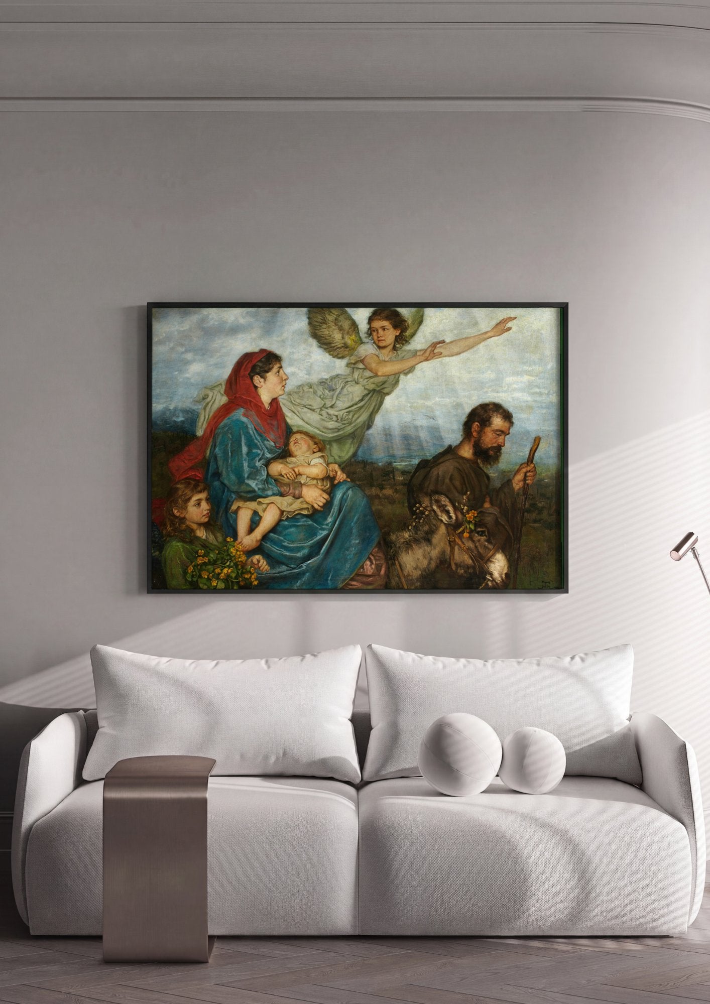 Quadro Decorativo A Fuga para o Egito - Hans Thoma em ambiente decorado