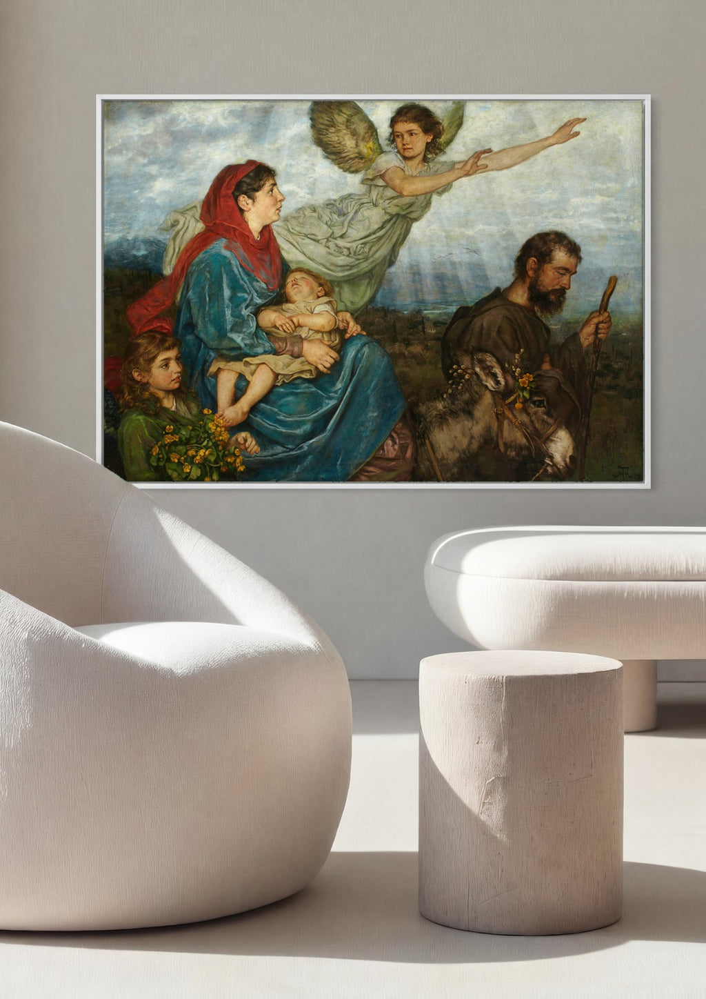 Quadro Decorativo A Fuga para o Egito - Hans Thoma em ambiente decorado