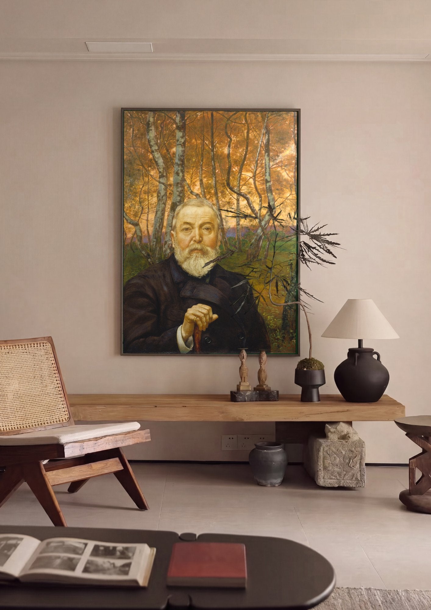 Quadro Decorativo Retrato em Paisagem - Hans Thoma em ambiente decorado