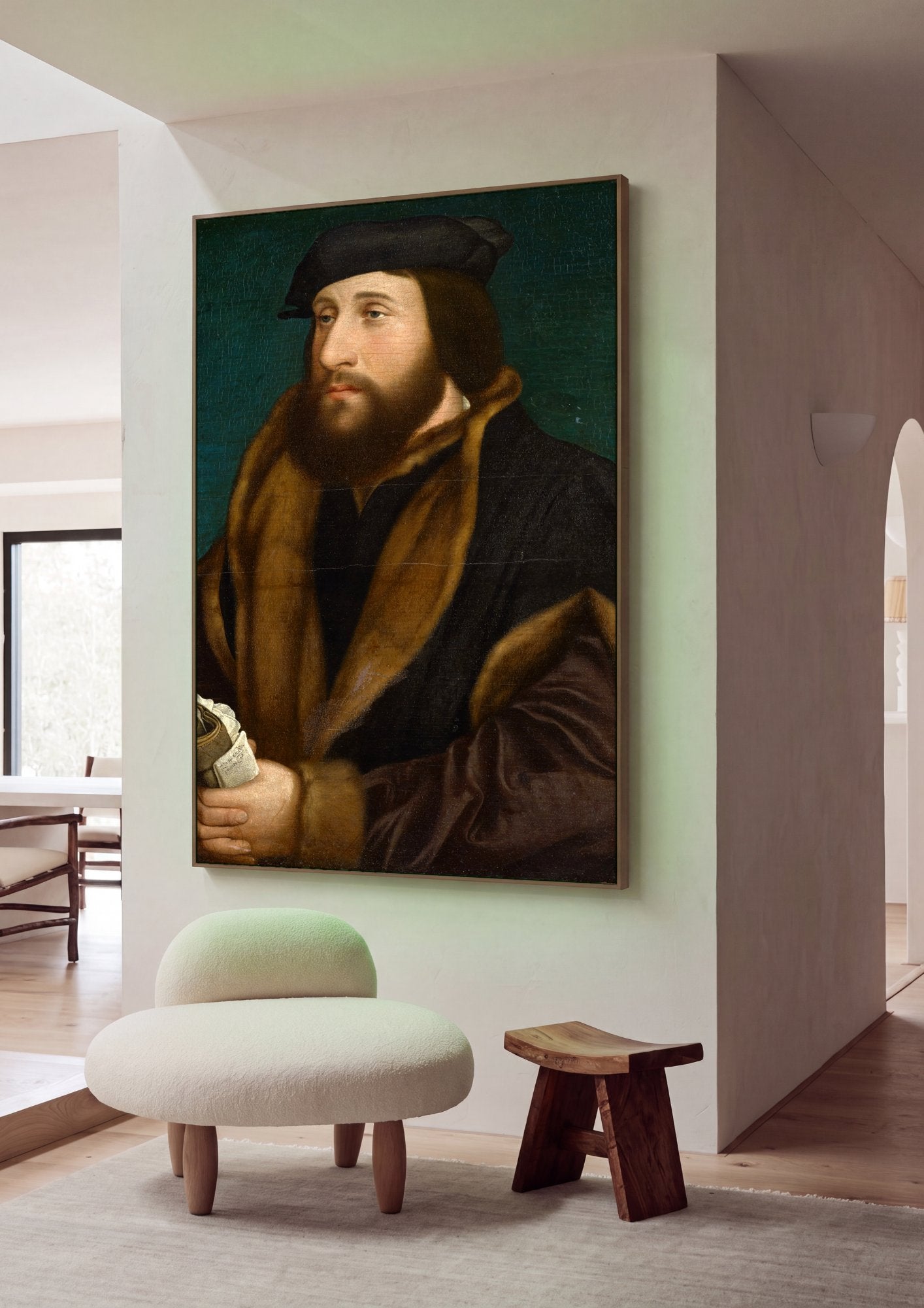 Quadro Decorativo Retrato de um Homem - Hans Holbein em ambiente decorado