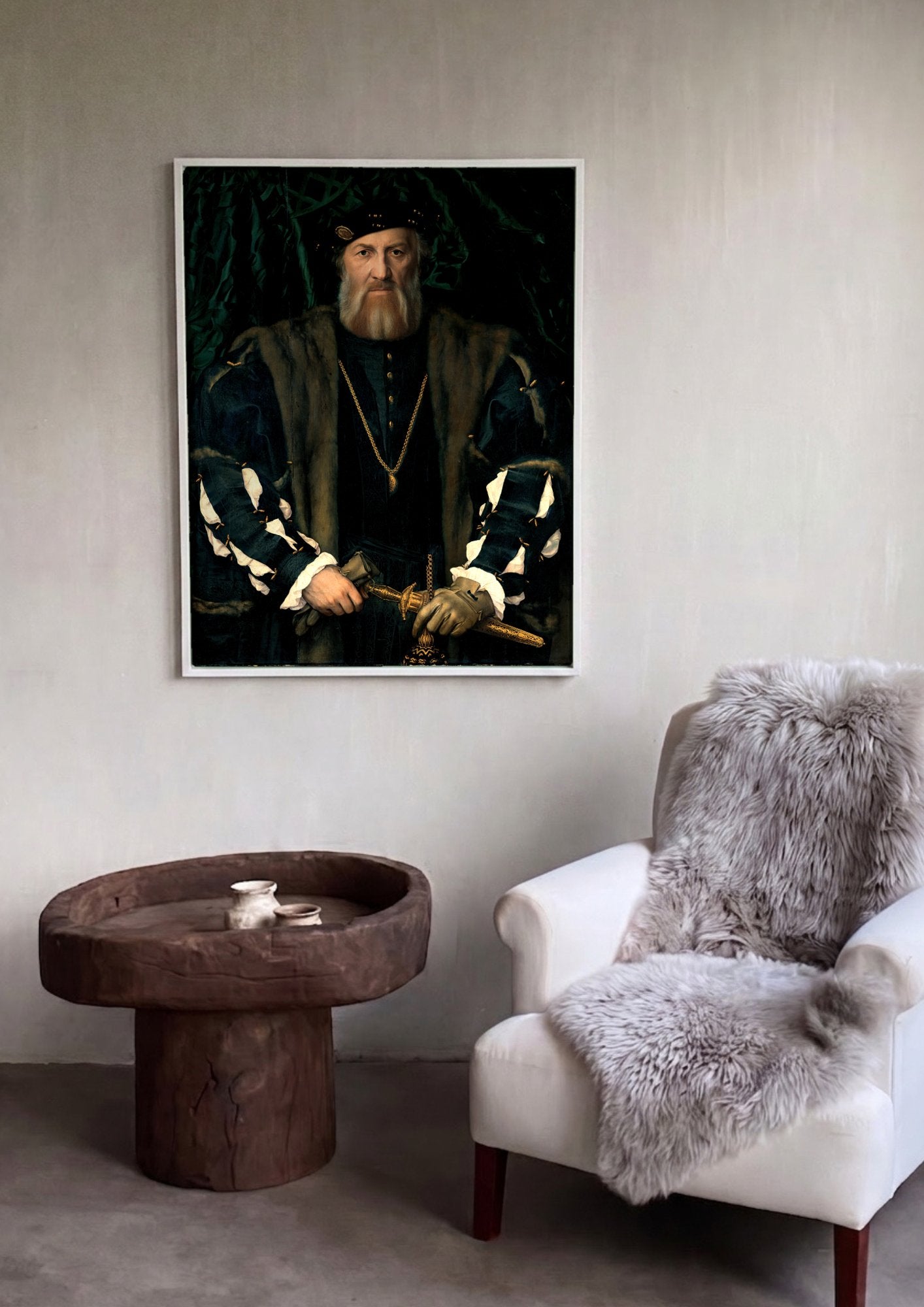 Quadro Decorativo Retrato de um Homem - Hans Holbein em ambiente decorado