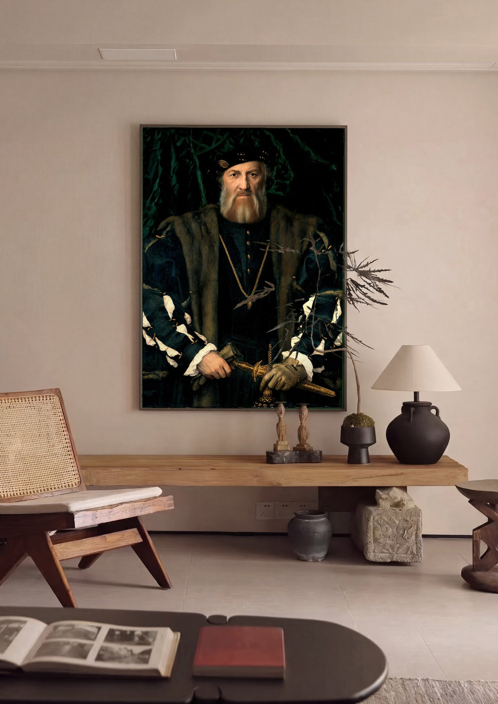 Quadro Decorativo Retrato de um Homem - Hans Holbein em ambiente decorado