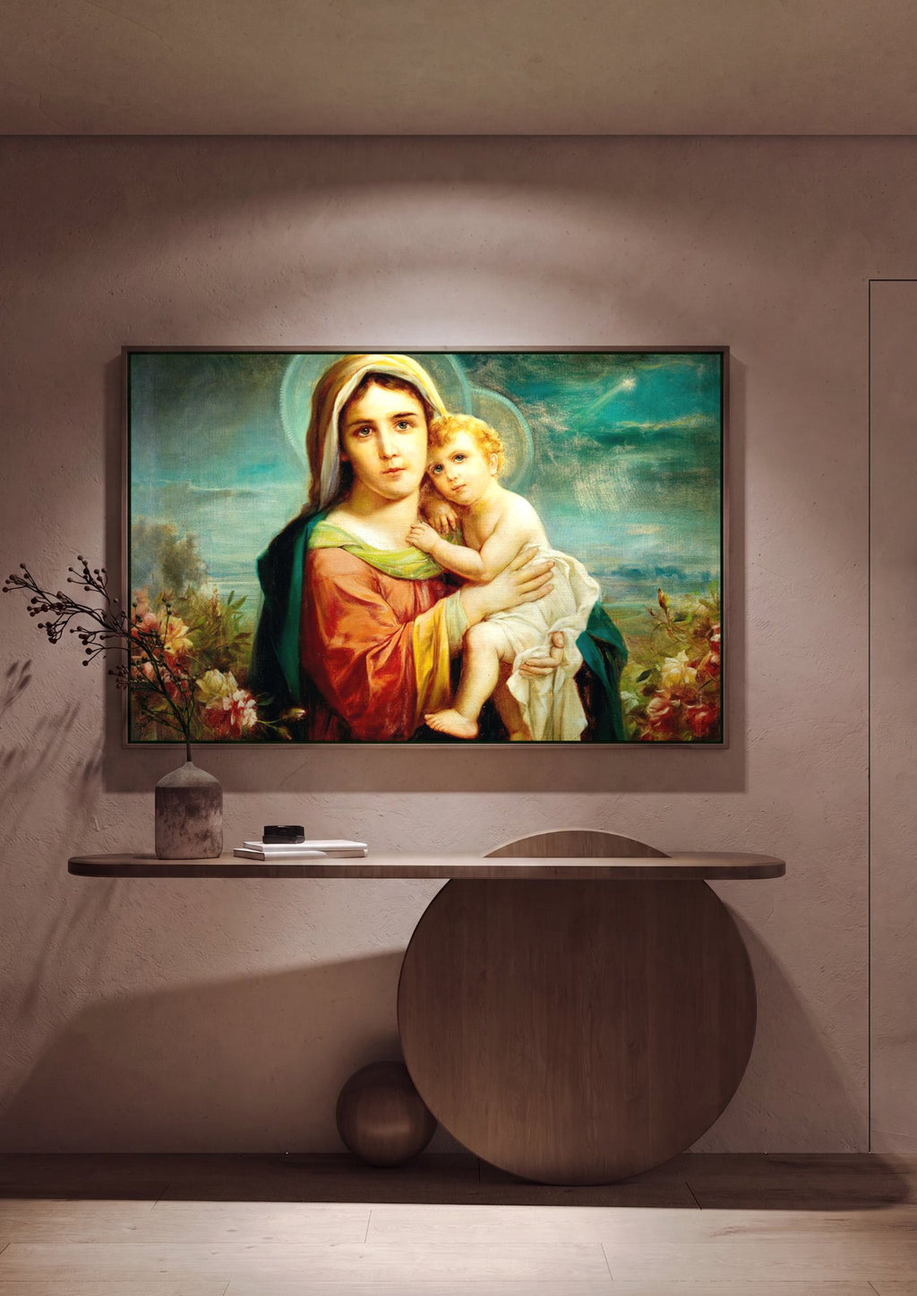 Quadro Decorativo Madona com o Menino - Hans Zatzka em ambiente decorado