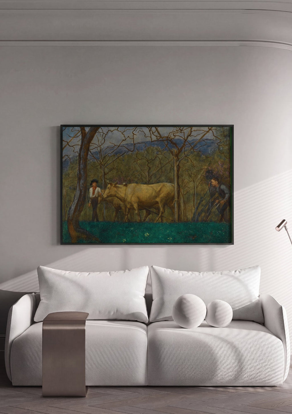 Quadro Decorativo Cena Rural com Gado - Hans Thoma em ambiente decorado