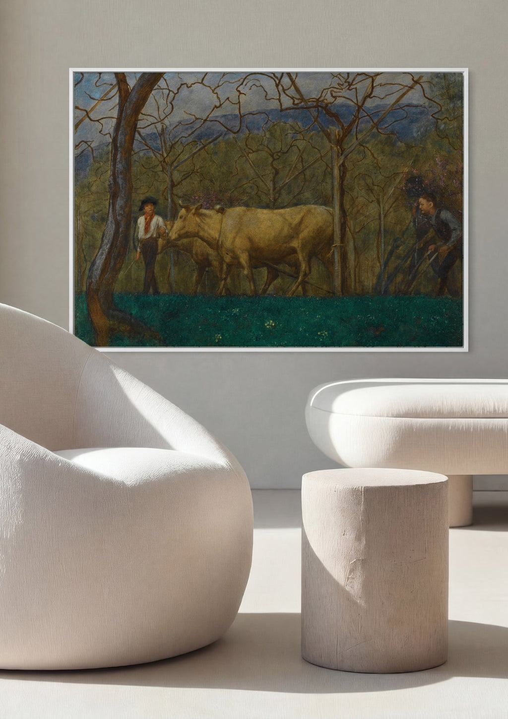 Quadro Decorativo Cena Rural com Gado - Hans Thoma em ambiente decorado