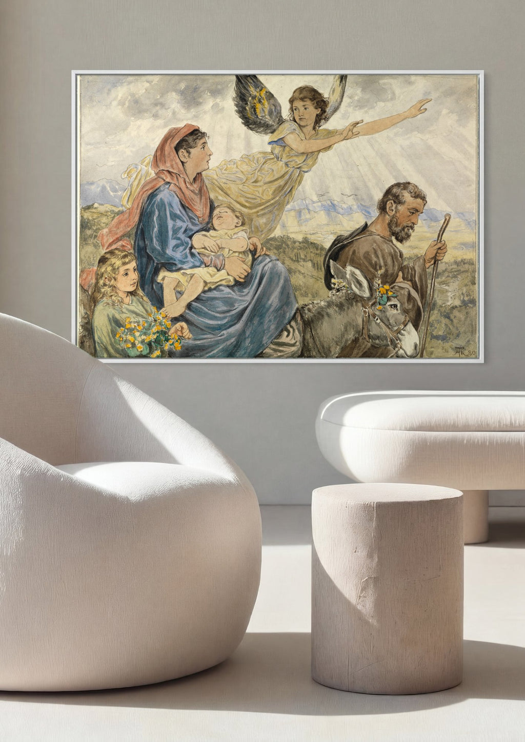 Quadro Decorativo A Fuga para o Egito - Hans Thoma em ambiente decorado