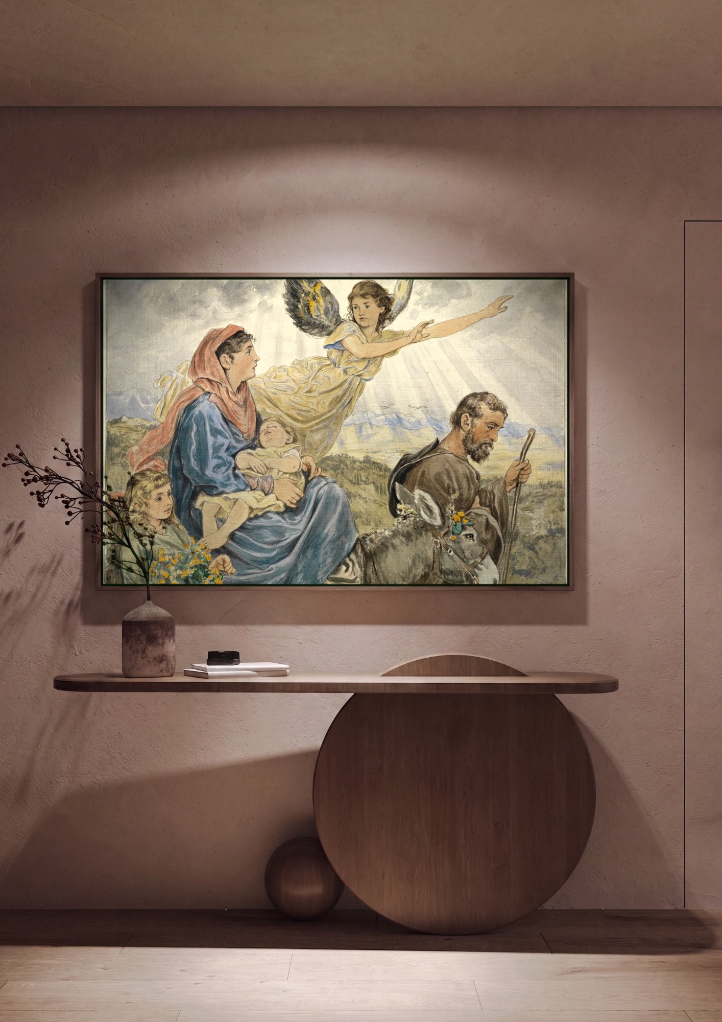Quadro Decorativo A Fuga para o Egito - Hans Thoma em ambiente decorado