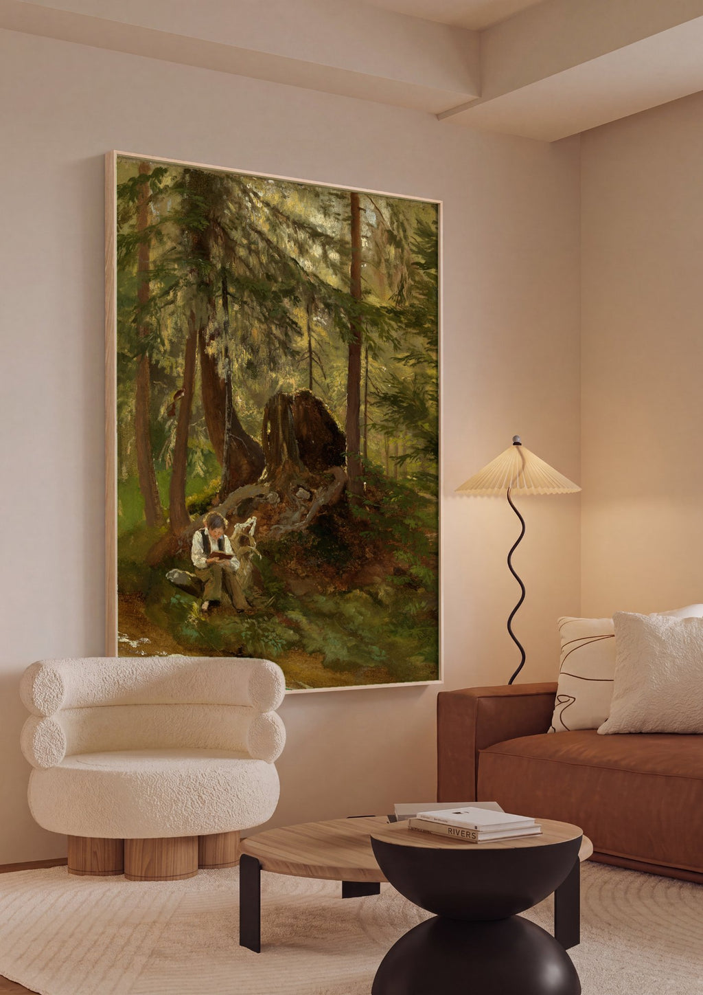 Quadro Decorativo Criança na Floresta - Hans Thoma em ambiente decorado