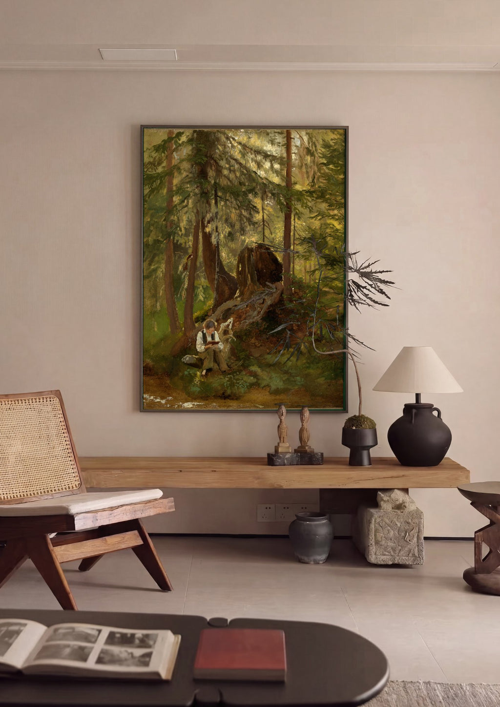 Quadro Decorativo Criança na Floresta - Hans Thoma em ambiente decorado