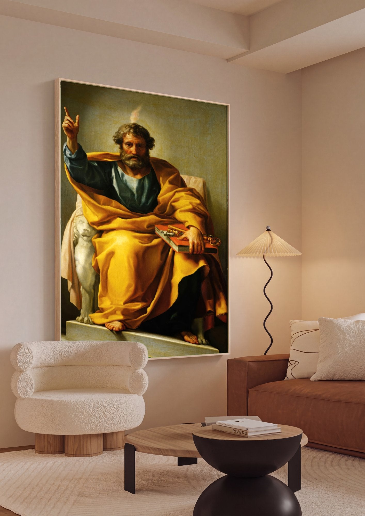 Quadro Decorativo São Pedro - Anton Raphael Mengs em ambiente decorado