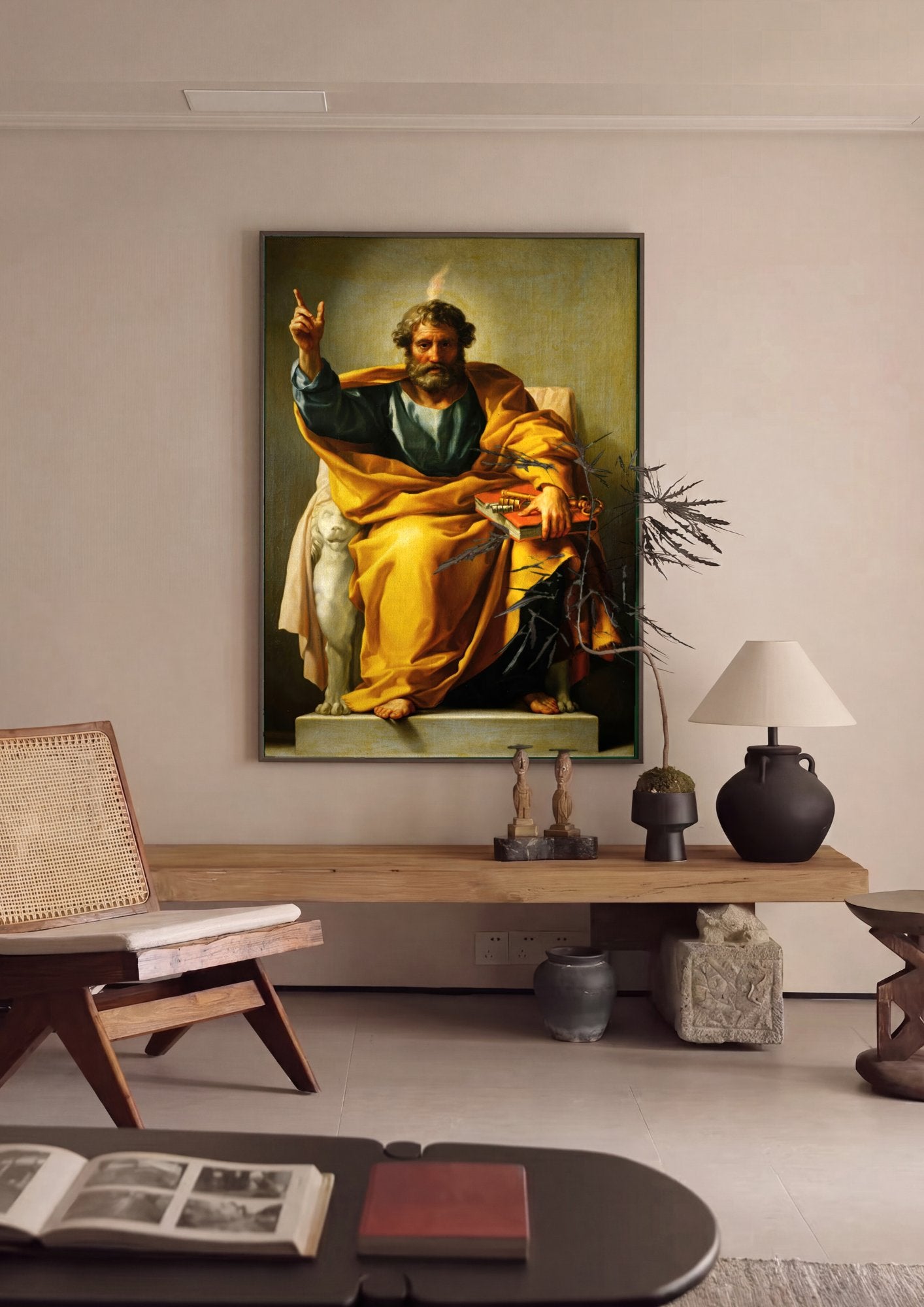 Quadro Decorativo São Pedro - Anton Raphael Mengs em ambiente decorado