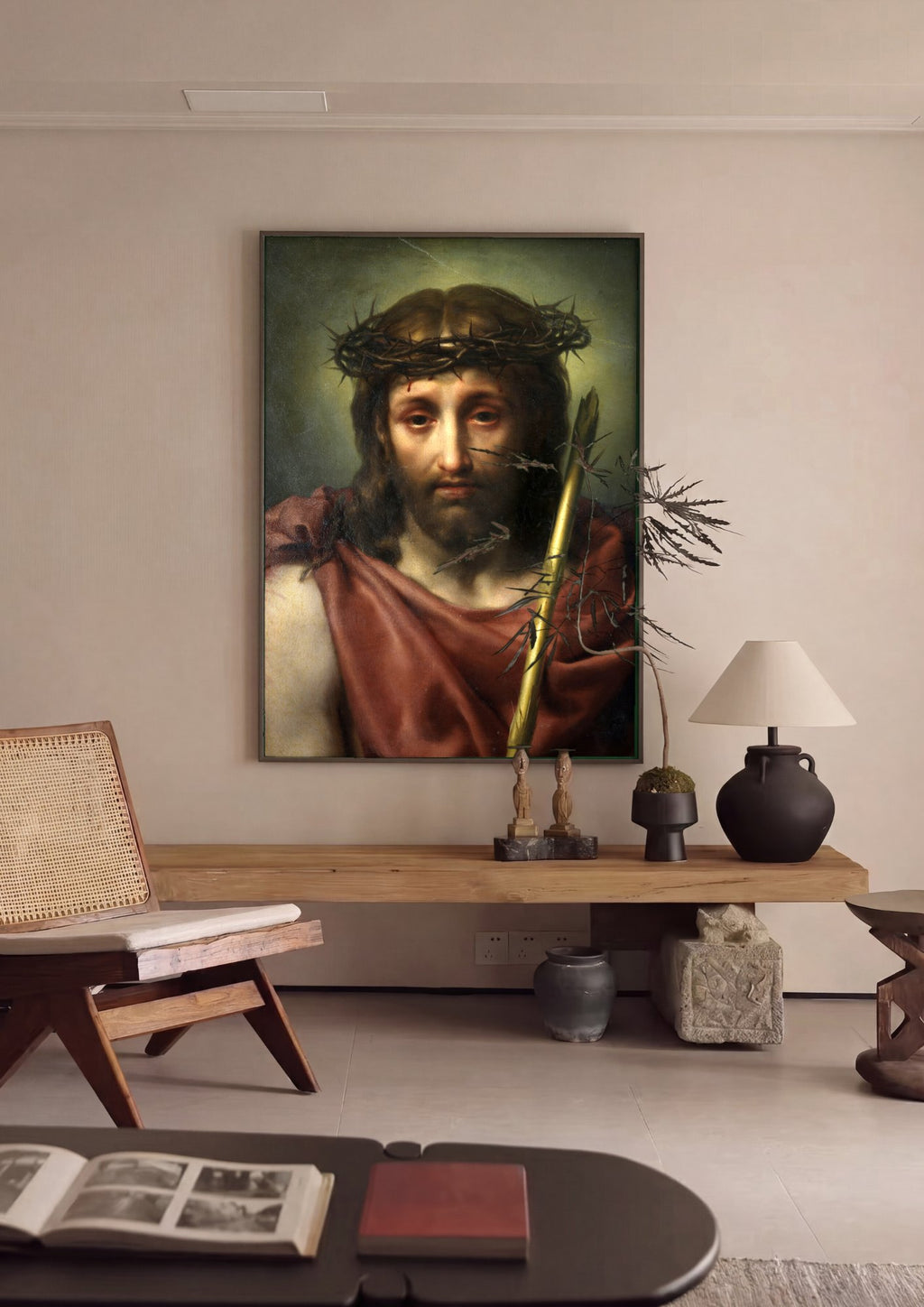 Quadro Decorativo Ecce Homo - Anton Raphael Mengs em ambiente decorado