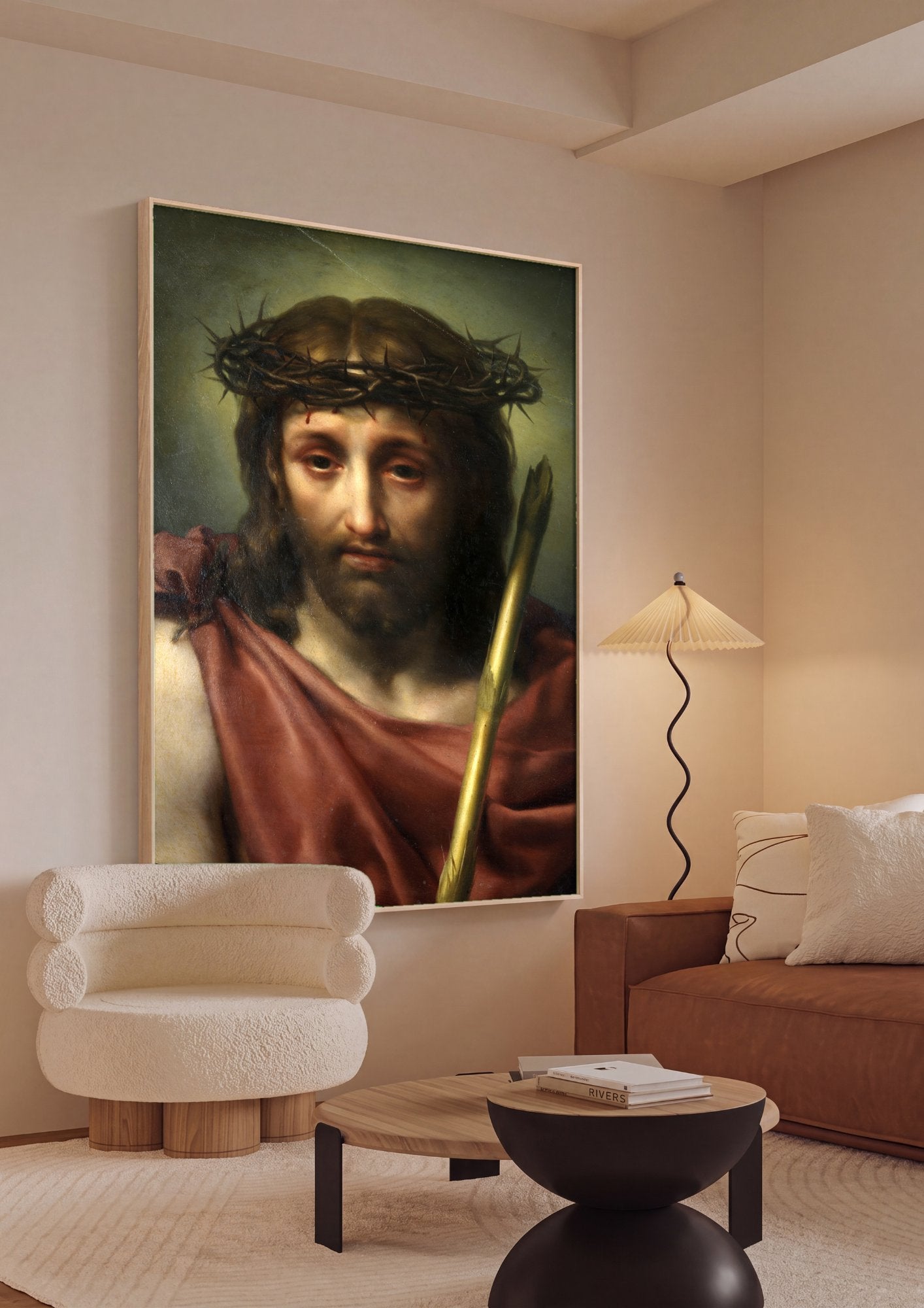 Quadro Decorativo Ecce Homo - Anton Raphael Mengs em ambiente decorado